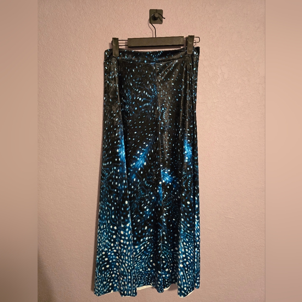 Black and Blue Sequin Maxi Skirt for Cocktail Events
